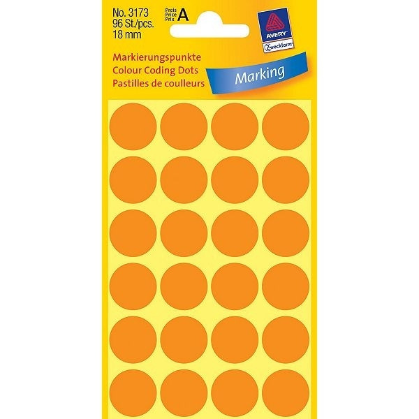 Avery 3173 Ø 18 mm light orange marking dots (96 labels) 3173 212384 - 1