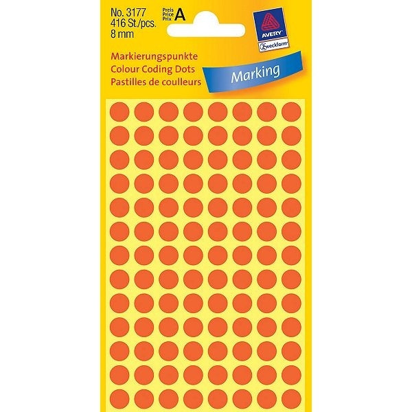 Avery 3177 light red marking dots, Ø 8mm (416 labels) 3177 212332 - 1