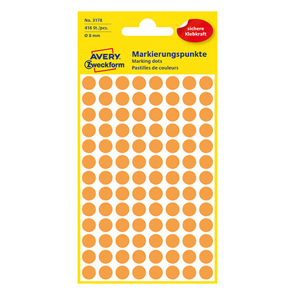 Avery 3178 light orange marking dots, Ø 8mm (416 labels) 3178 212334 - 1