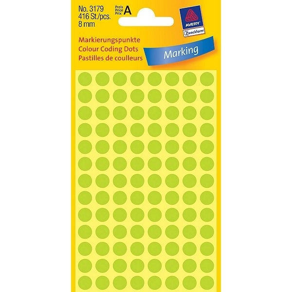 Avery 3179 light green marking dots, Ø 8mm (416 labels)(10-pack) 212927 - 1