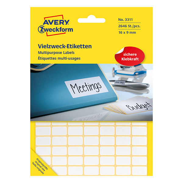 Avery 3311 multi-purpose labels 16 x 9 mm white (2646 labels) 3311 212150 - 1