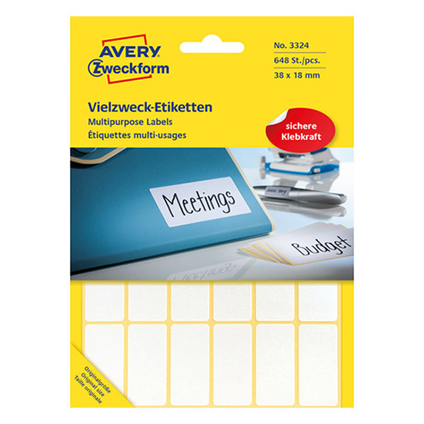 Avery 3324 multi-purpose labels 38 x 18 mm white (648 labels) 3324 212182 - 1