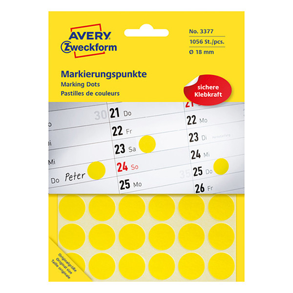 Avery 3377 Ø 18 mm yellow marking dots (1056 labels) 3377 212376 - 1