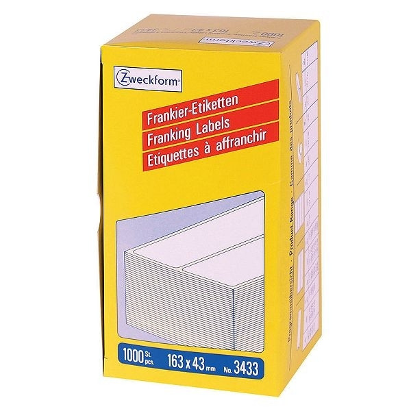 Avery 3433 franking labels 163 x 43 mm white (1000 labels) 3433 212230 - 1