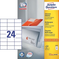Avery 3474 multi-purpose labels, 70mm x 37mm white (2400 labels) 3474 212042
