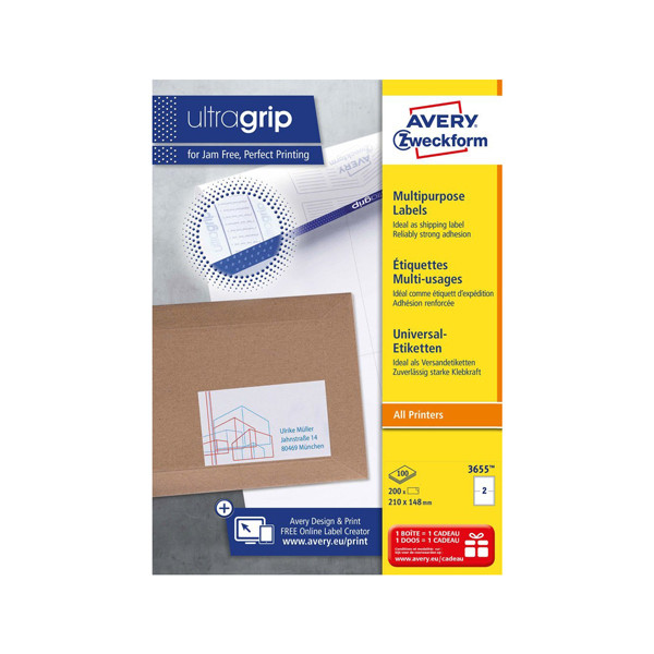 Avery 3655 multi-purpose labels, 210mm x 148mm (200 labels) 3655 212018 - 1