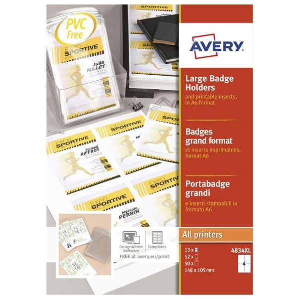 Avery 4834XL A6 badge holder with lanyard set 105 x 148 mm (52 pack) 4834XL 212777 - 1