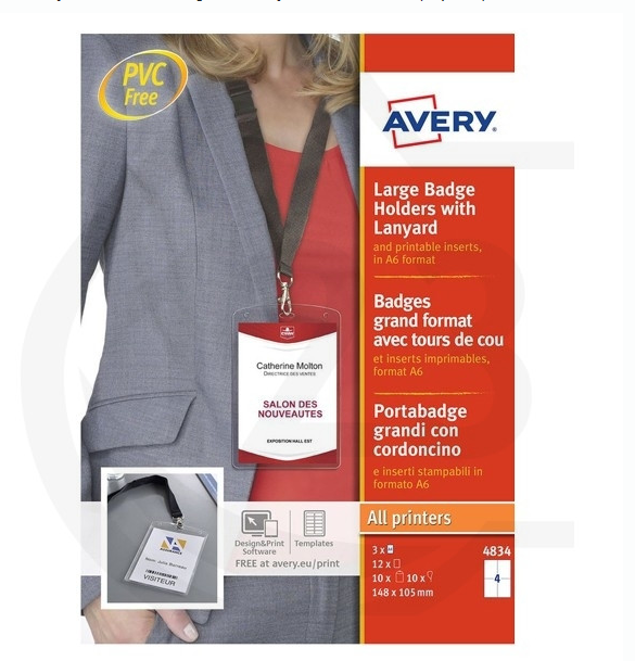 Avery 4834 badge holder lanyard set 105 x 148mm (10-pack) 4834 212776 - 1