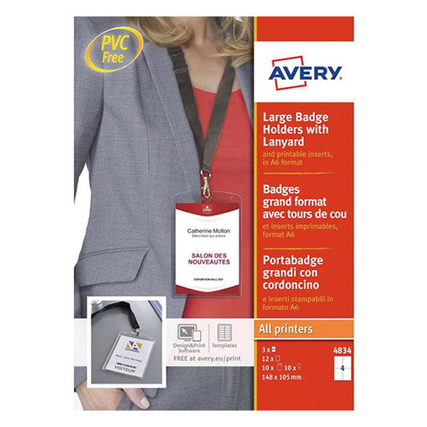 Avery 4834 badge holder lanyard set 105 x 148mm (10-pack) 4834 212776 - 1