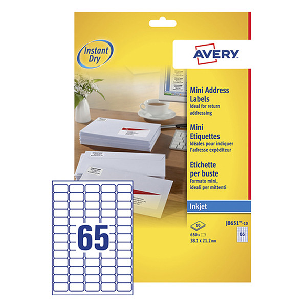 Address labels (38.1 x 21.2mm) | Avery J8651-10 | 650 labels 212258 - 1