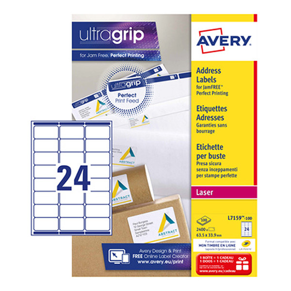 Address labels (63.5 x 33.9mm) | Avery QuickPEEL L7159-100 | 2,400 labels 212102 - 1
