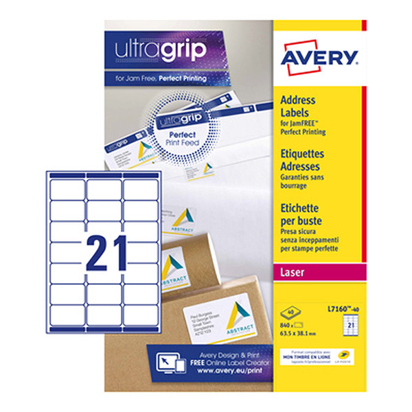 Address labels (63.5 x 38.1mm) | Avery L7160-40 | 840 labels 212278 - 1