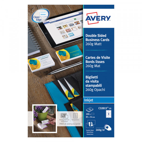 Avery C32015-25 matte white business cards 85 x 54 mm (200 pack) C32015-25 212789 - 1