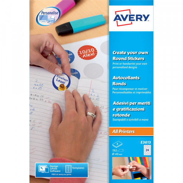 Avery E3613 Create your own reward stickers, 8 per sheet  (pack of 192) E3613 212912 - 1