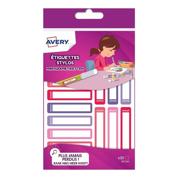 Avery Family RESM30F red/purple assorted mini labels, 50mm x 10mm (30-pack) RESM30F 212798 - 1