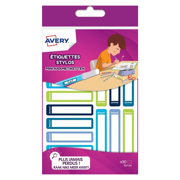 Avery Family RESM30G assorted green/blue mini labels, 50mm x 10mm (30-pack) RESM30G 212797 - 1