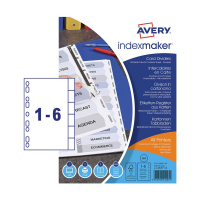 Avery IndexMaker A4 printable cardboard tabs with 6 tabs (9-holes) 01638061 212822