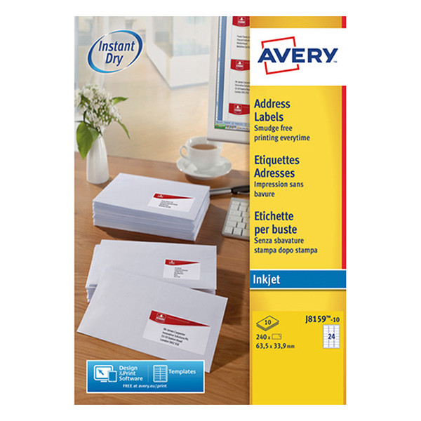 Avery J8159-10 address labels 63.5 x 33.9 mm (240 labels) J8159-10 212268 - 1