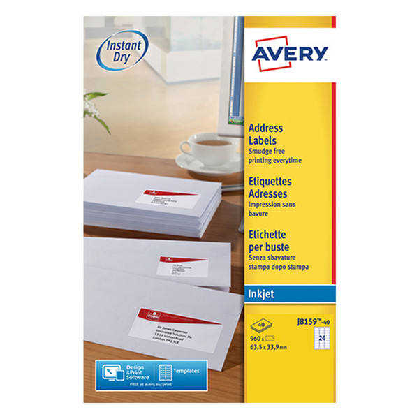 Avery J8159-40 address labels 63.5 x 33.9 mm (960 labels) J8159-40 212272 - 1