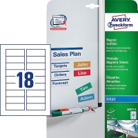 Avery J8871-5 white magnetic labels, 78mm x 28mm (90 labels) J8871-5 212238