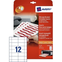 Avery L4726-20 white name badge insert cards, 40mm x 75mm  (240 labels) L4726-20 212586