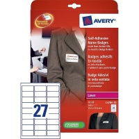 Avery L4784-20 adhesive name badge labels, 63.5 x 29.6 mm white / blue (540 labels) L4784-20 212596