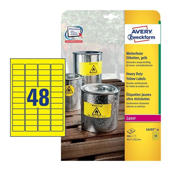 Avery L6103-20 weatherproof labels, 45.7mm x 21.2mm (960 labels) L6103-20 212698 - 1