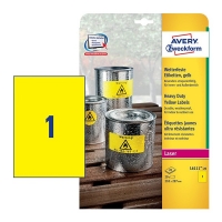 Avery L6111-20 yellow weatherproof labels, 210mm x 297mm (20 labels) L6111-20 212701
