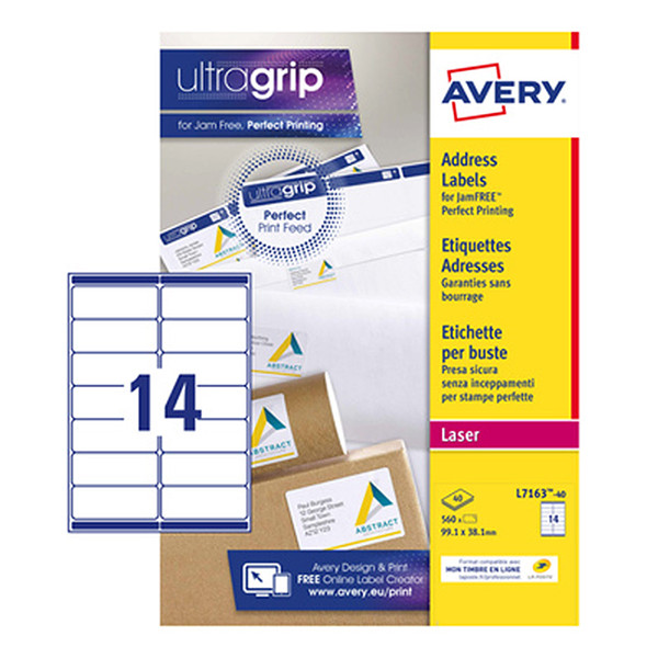 Avery L7163-40 Quick Peel Address Labels 99.1 x 38.1 mm (560 labels) L7163-40 212298 - 1