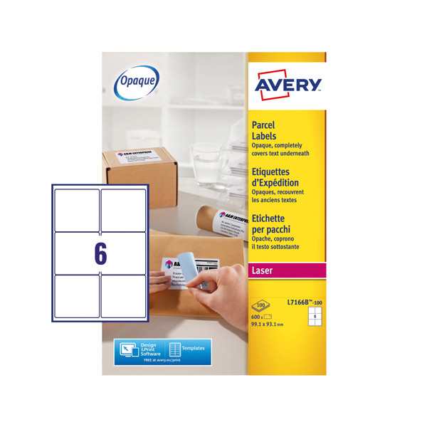 Avery L7166B-100 BlockOut parcel labels, 99.1mm x 93.1mm (600 labels) L7166B-100 212808 - 1