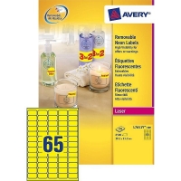 Avery L7651Y-100 removable product labels, 38.1mm x 21.2mm (6500 labels) L7651Y-100 212649
