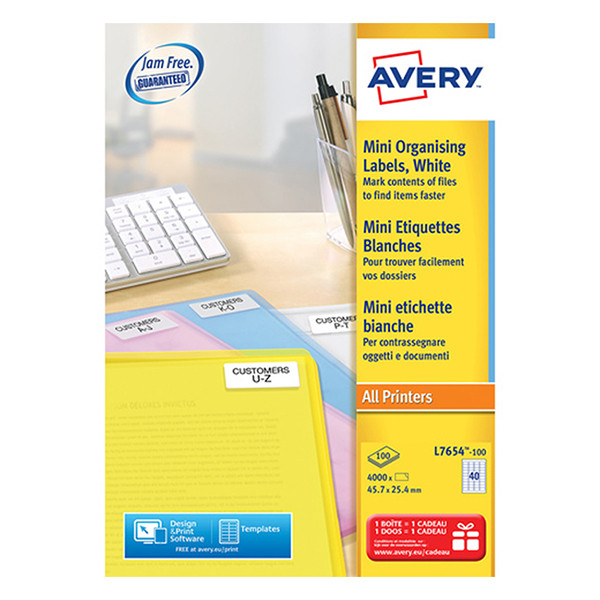 Avery L7654-100 Address labels 45.7mm x 25.4 mm (4000 labels) L7654-100 212643 - 1