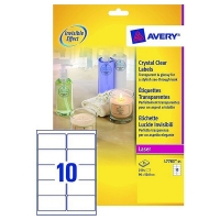 Avery L7783-25 crystal clear labels, 96mm x 50.8mm (250 labels) L7783-25 212675