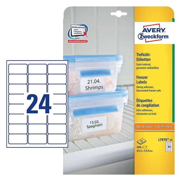 Avery L7970-25 frozen food labels 63.5mm x 33.9mm (600 labels) L7970-25 212658 - 1