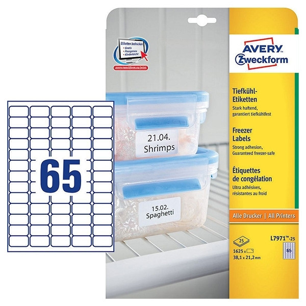 Avery L7971-25 labels freezer 38.1 x 21.2 mm (1625 labels) L7971-25 212659 - 1