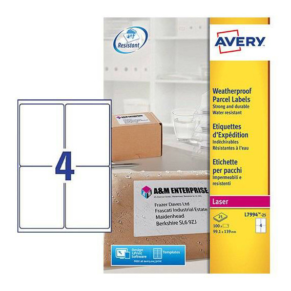 Avery L7994-25 shipping labels, 139mm x 99.1mm (100 labels) AV-L7994-25 212806 - 1
