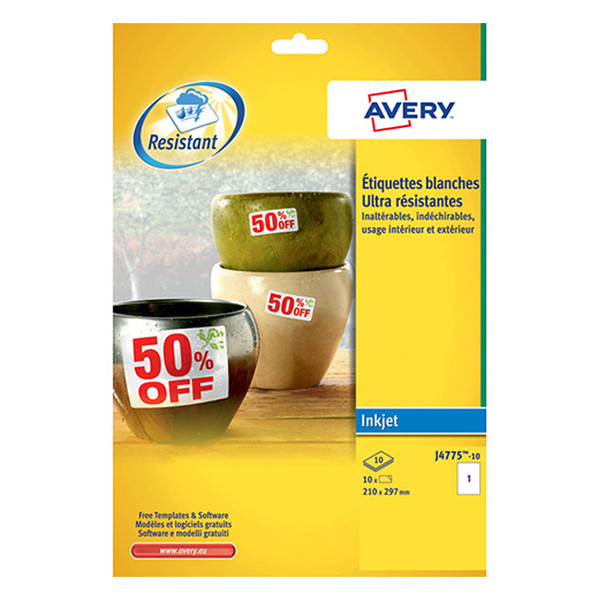 Label weatherproof sticker sheets 210mm x 297mm | Avery J4775-10 | 10 labels 212731 - 1