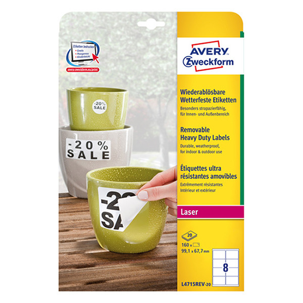 Label weatherproof sticker sheets 99.1mm x 67.7mm | Avery L4715REV-20 | 160 labels 212729 - 1