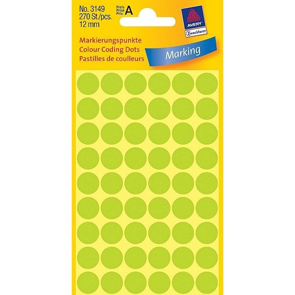 Marking dots Ø12mm (light green) | Avery 3149 | 2,700 stickers 212940 - 1