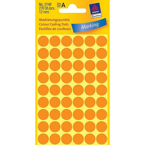 Marking dots Ø12mm (light orange) | Avery 3148 | 2,700 stickers 212939 - 1