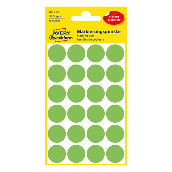 Marking dots Ø18mm (light green) | Avery 3174 | 96 stickers 212386 - 1