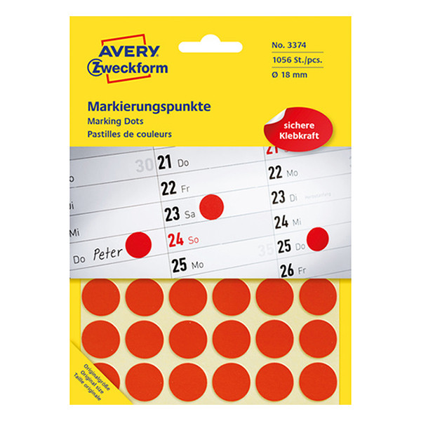 Marking dots Ø18mm (red) | Avery 3374 | 1,056 stickers 212364 - 1