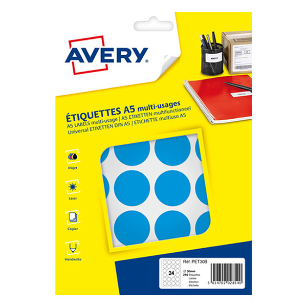 Marking dots Ø30mm (light blue) | Avery PET30B | 240 stickers 212722 - 1