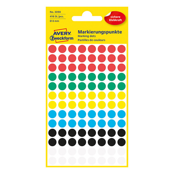 Marking dots Ø8mm (assorted colours) | Avery 3090 | 416 stickers 212338 - 1