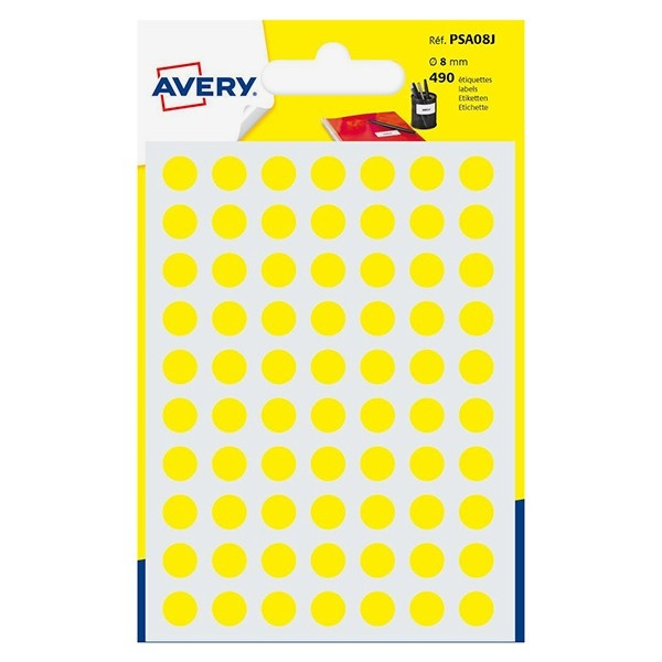 Marking dots Ø8mm (yellow) | Avery PSA08J | 4,900 stickers 212929 - 1