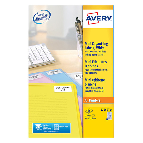 Multi-purpose labels (46 x 11mm) | Avery L7656-25 | 2,100 labels 212096 - 1
