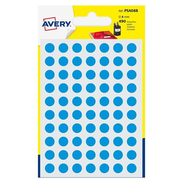 Avery PSA08B light blue marking dots, Ø 8mm (490 labels) AV-PSA08B 212709 - 1