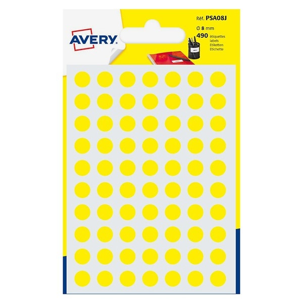 Avery PSA08J yellow marking dots, Ø 8mm (490 labels) AV-PSA08J 212710 - 1