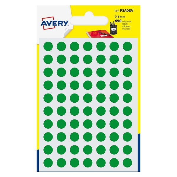 Avery PSA08V green marking dots, Ø 8mm (490 labels)(10-pack) 212925 - 1