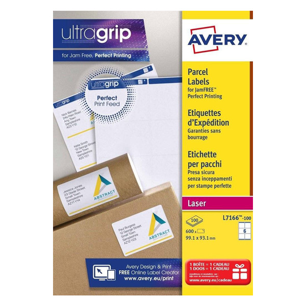 Avery Shipping Labels L7166-100, 99.1mm x 93.1mm (600 labels) L7166-100 212066 - 1